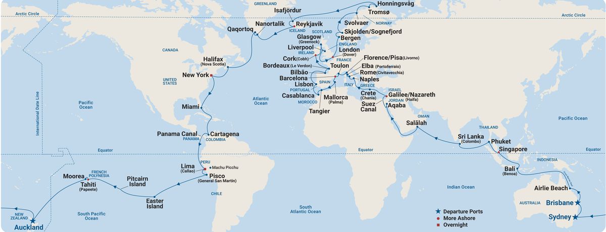 Princess World Cruise 2025 Map
